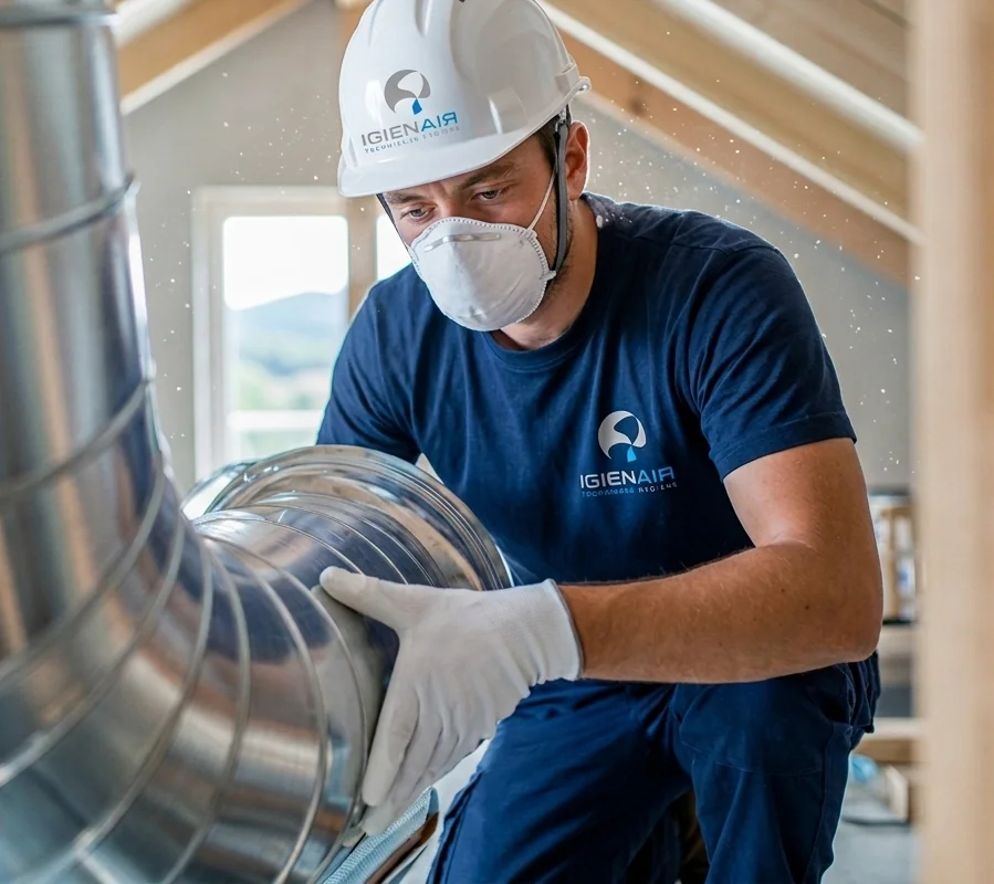 Igienair-Techniker reinigt Lüftungskanal – RLT-Anlagen hygienisch instand halten