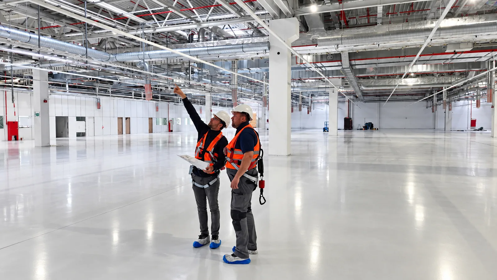 Begehung einer Produktionshalle vor der Luftkanalreinigung